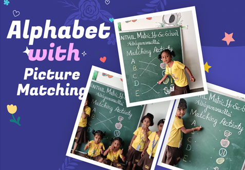 Today in kindergarten we conducted alphabet matching activity by matching alphabets with picture, kids build a strong foundation for reading and learning, making it a valuable educational activity.